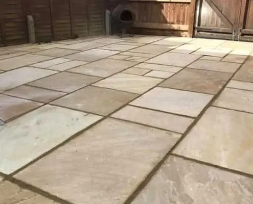 RearPatioGardenTewkesbury New stone patio tewkesbury r Lugg landscaping and gardening services