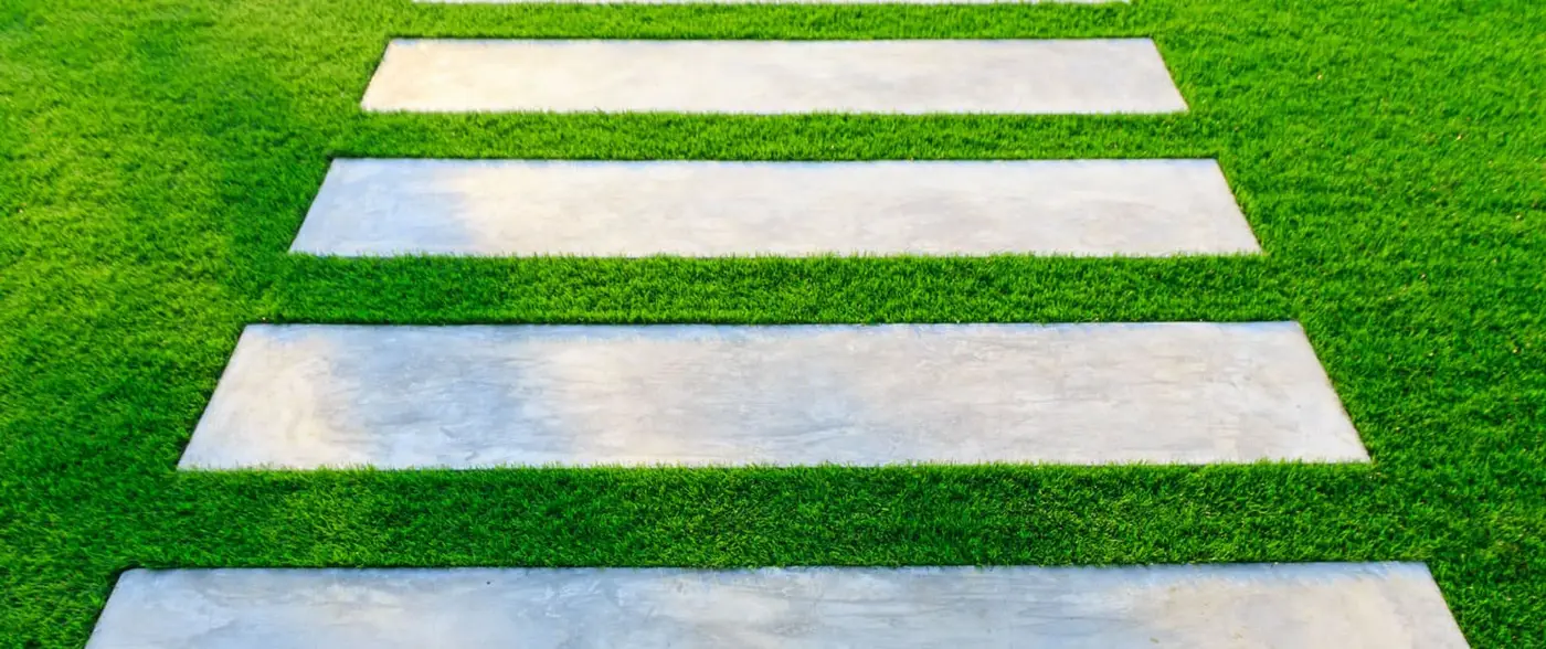 Lawns and artificial grass Indian sandstone pathway